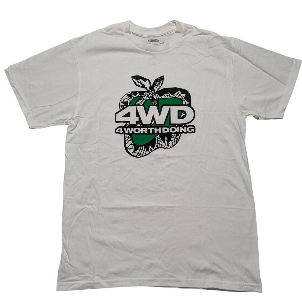 4 Worth Doing 4WD Snake City Apple T-Shirt Men Medium White Streetwear